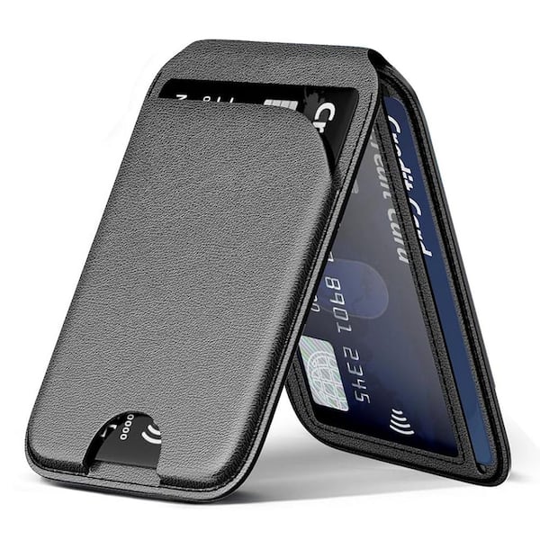 OBJLGEV Magnetic Wallet for iPhone Stand Adjustable Leather Card Holder Compatible with IPhone 16/15/14/13/12 Series Black