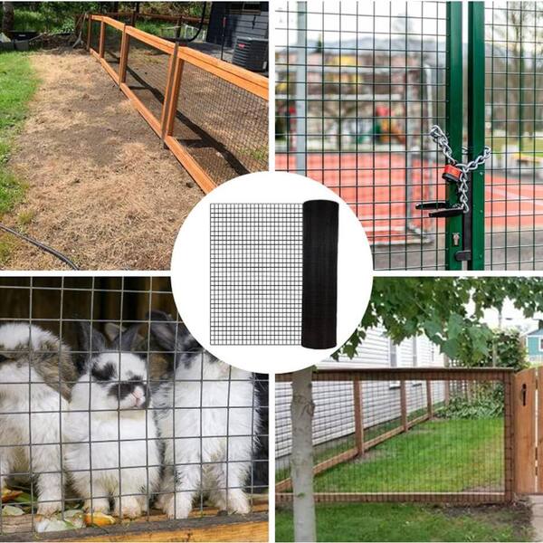 WRIGHTMASTER 3 ft. x 50 ft. 19-Gauge Black Vinyl Coated Welded Wire Fence, Hardware Cloth for Poultry-Netting Cage, Home Improvement