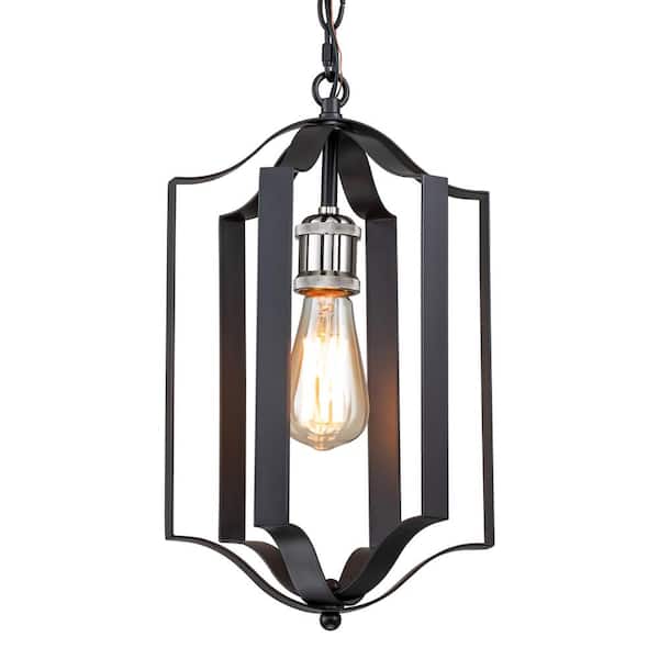 C Cattleya 1-Light Oil-Rubbed Bronze Cage Pendant Light with Nickel Accent