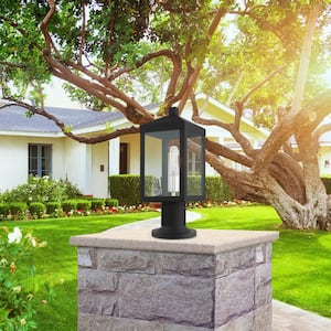 Creekview 15 in. 1-Light Black Cast Brass Hardwired Outdoor Rust Resistant Post Light with No Bulbs Included