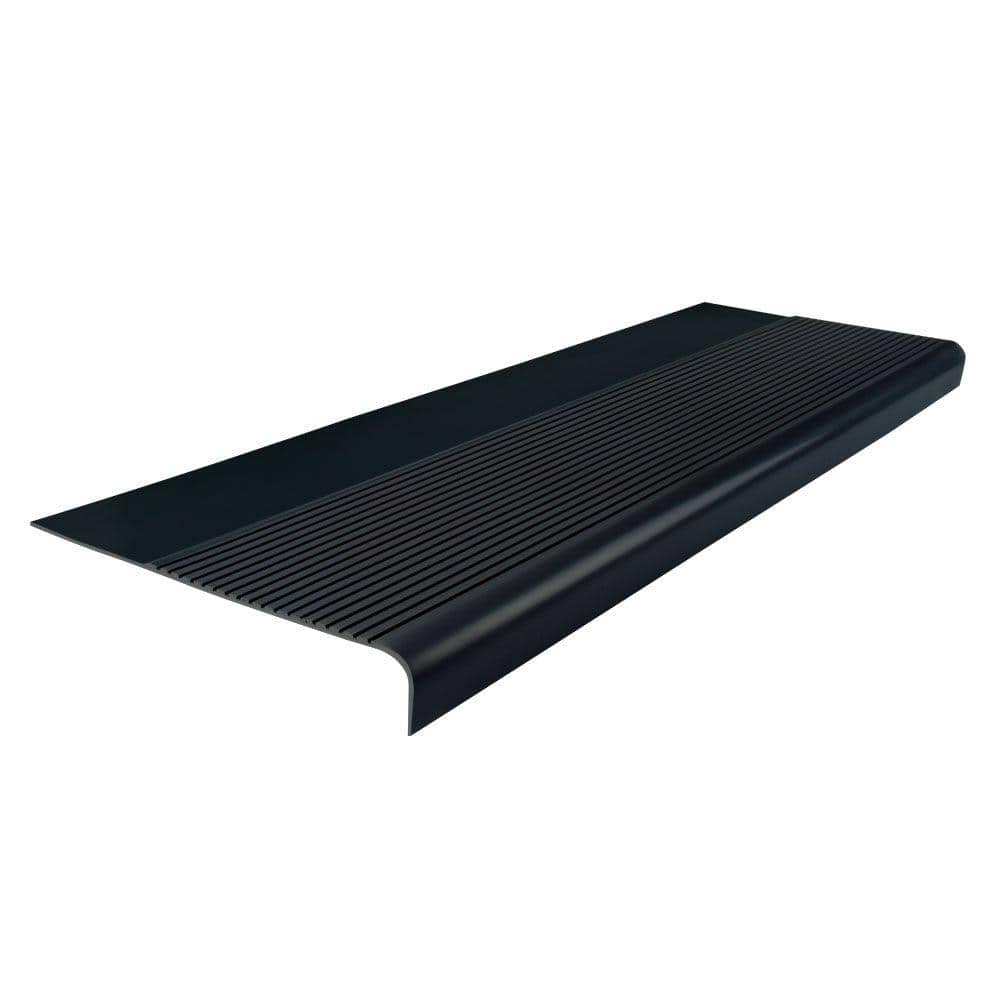 Black Rubber Round Nose Stair Tread High Traffic Protector 12 1/4 x 36 in. 