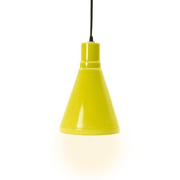 Fangio Lighting 1-Light 13 in. Lime Ceramic Pendant with Pendant Canopy Kit