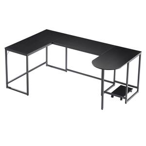 78.7 in. x 47 in. Black L-Shaped Corner Computer Desk Writing Table Study Workstation with CPU Stand