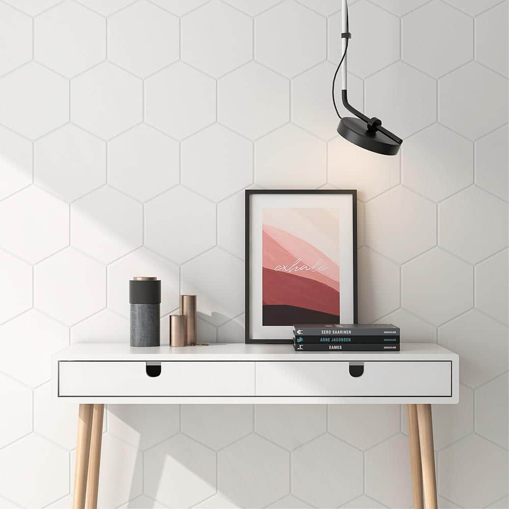 Maestro Matte White Hexagonal Porcelain Wall and Floor Tile