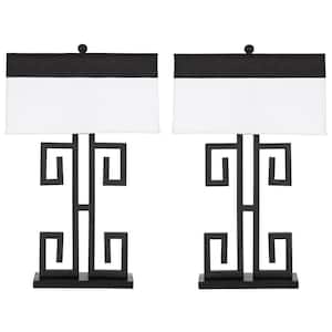 Greek 28 in. Black Key Table Lamp with White/Black Shade (Set of 2)