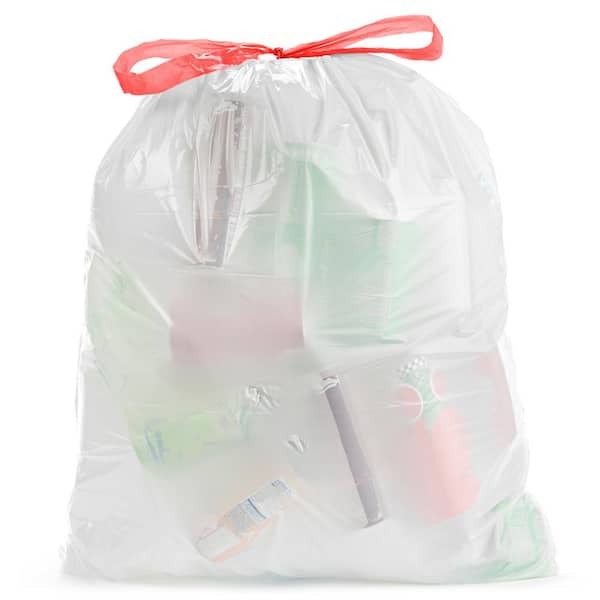 GLAD Trash Bags: 13 gal Capacity, 24 in Wd, 27 1/2 in Ht, 0.78 mil Thick,  White, LLDPE, 100 PK