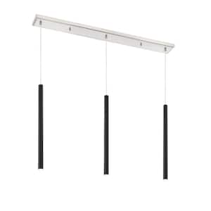 Forest 5-Watt 3-Light Integrated LED Brushed Nickel Shaded Chandelier with Matte Black Steel Shade