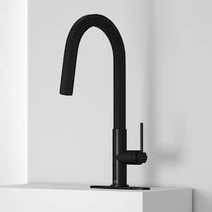 Hart Hexad Single Handle Pull-Down Spout Kitchen Faucet with Deck Plate in Matte Black
