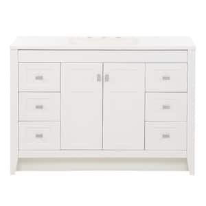 Bladen 48 in. W x 19 in. D x 35 in. H Single Sink Freestanding Bath Vanity in White with White Cultured Marble Top