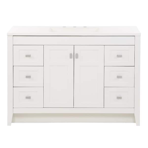 Bladen 49 in. Single Sink White Bath Vanity with White Cultured Marble Top (Assembled)