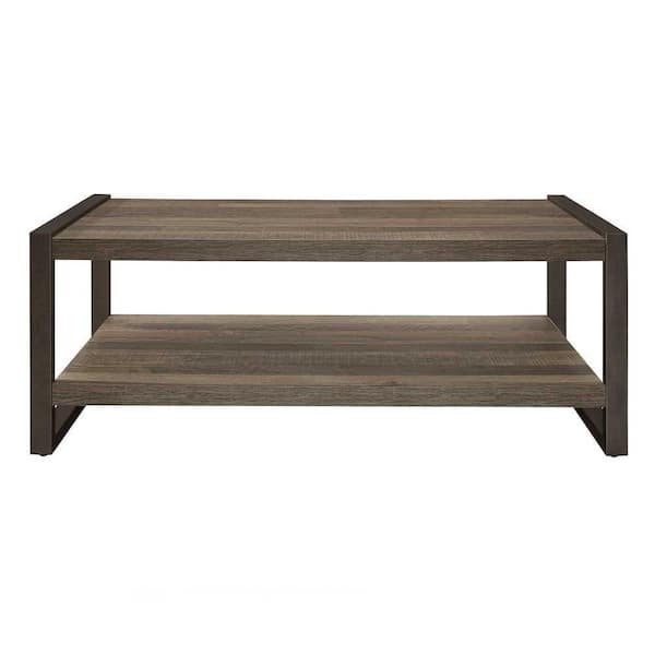 EVERGLADE HOME Maule 48 in. Brown and Gunmetal Rectangular Wood Coffee Table