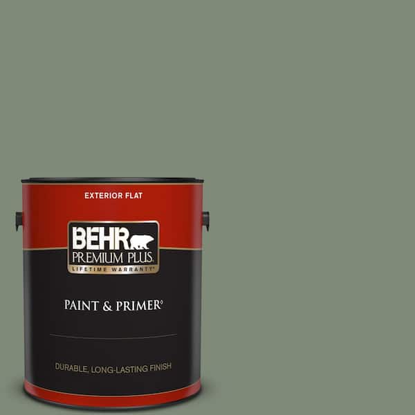 BEHR PREMIUM PLUS 1 gal. #N400-5 Thai Basil Flat Exterior Paint & Primer