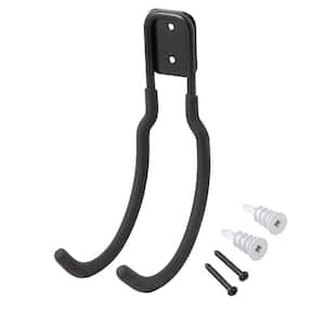 40 lbs. Heavy-Duty Wall-Mounted Black Vinyl-Coated Steel Utility Hook with Mounting Hardware