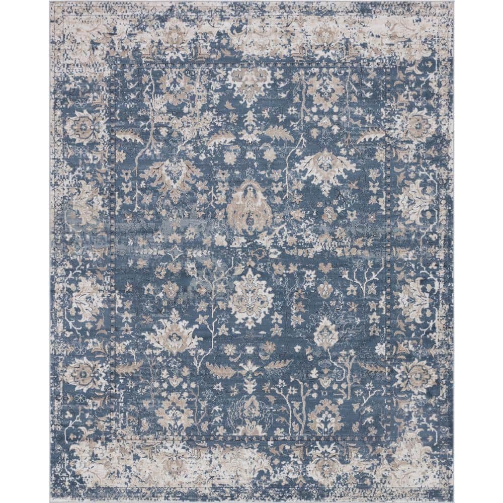 Portland Collection 8' x 10' Geometric Blue Indoor Area Rug