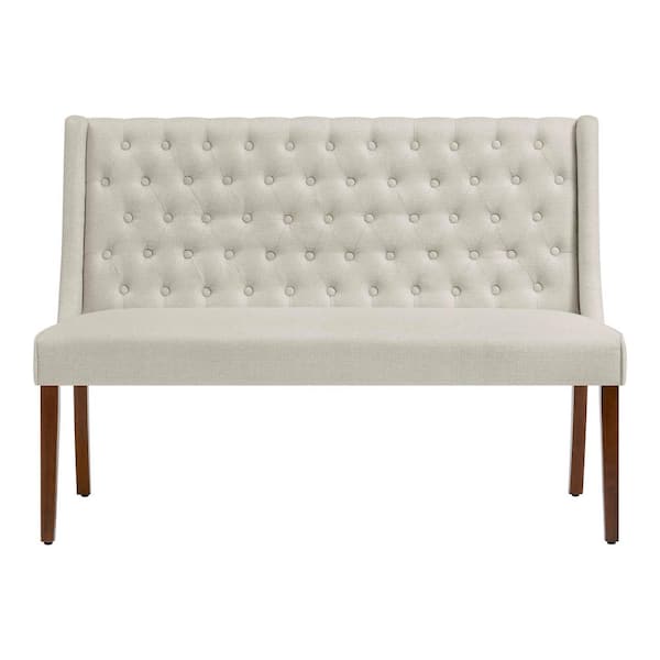 Home Decorators Collection Classic Biscuit Beige Upholstered Dining Accent Bench with Tufted Back (53" W)