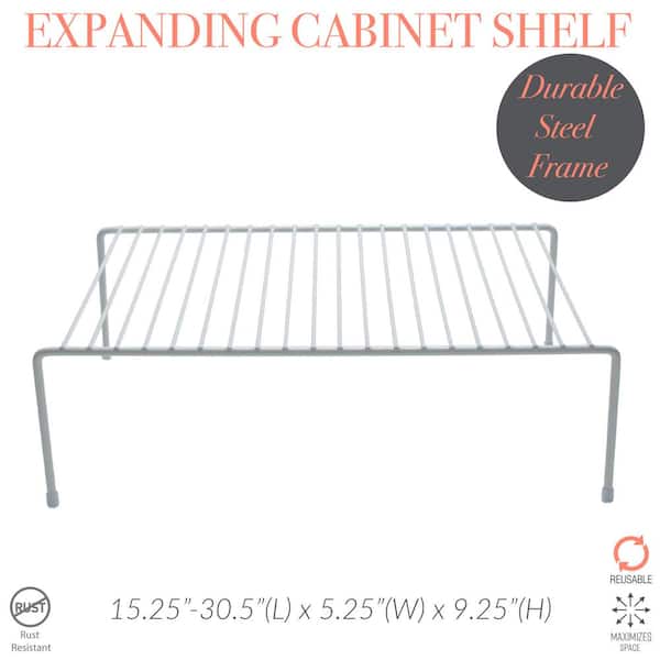 Simple Houseware Under Sink 2 Tier Expandable Shelf Organizer Rack, Bronze (Expand from 15 to 25 inches)