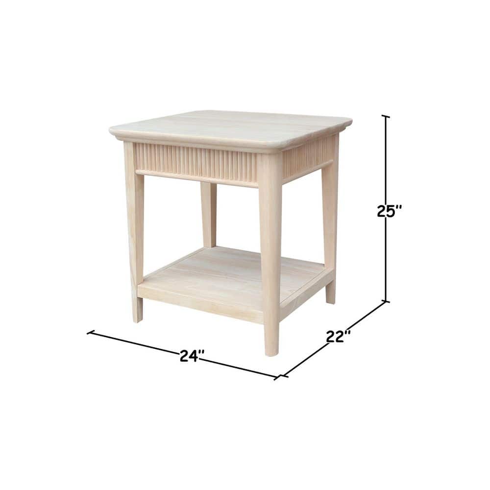 Haven 22 in. Unfinished Rectangular Solid Wood End Table - thumbnail 6