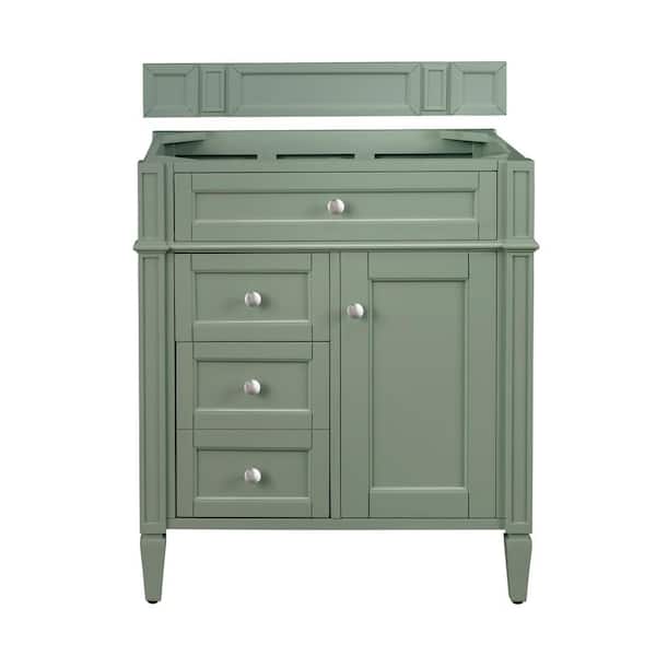 James Martin Vanities Brittany 28.9 in. W x 23.0 in. D x 32.6 in. H Single Bath Vanity Cabinet without Top in Smokey Celadon