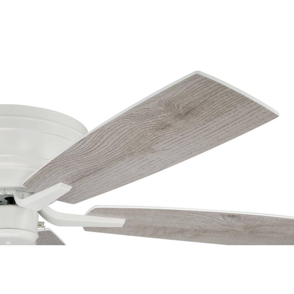 White 52" Low Profile Ceiling Fan with Reversible Blades