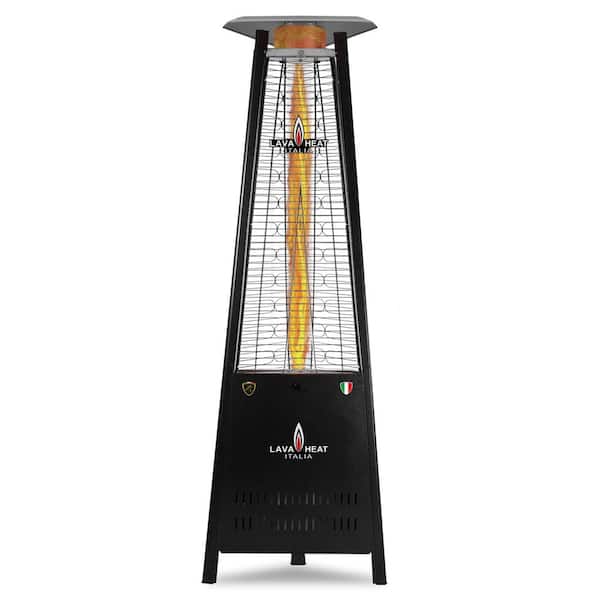 72 in. 42,000 BTU Hammered Black Pyramid Flame Natural Gas Patio Heater