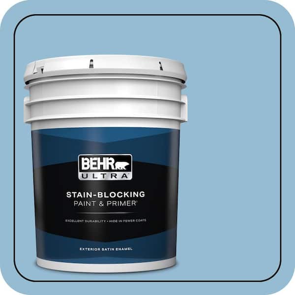 BEHR ULTRA 5 gal. #M500-3 Blue Chalk color Satin Enamel Exterior Paint & Primer