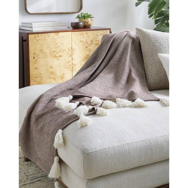 Livabliss Becki Owens Dark Brown Cotton Throw Blanket