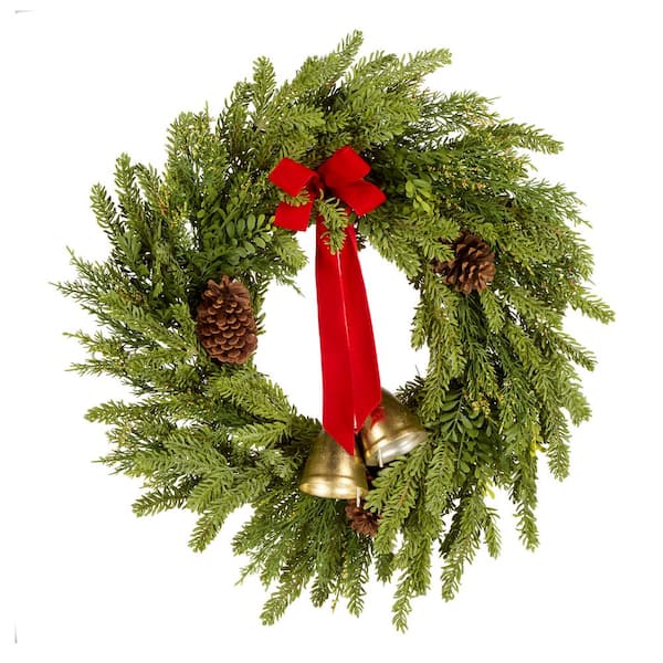 28 in. Christmas Bells Pine Artificial Christmas Wreath