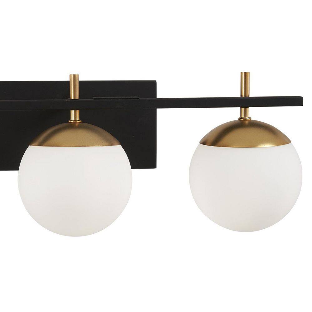 Autumn Gold & Weathered Black 3-Light Vanity with Etched Opal Shades