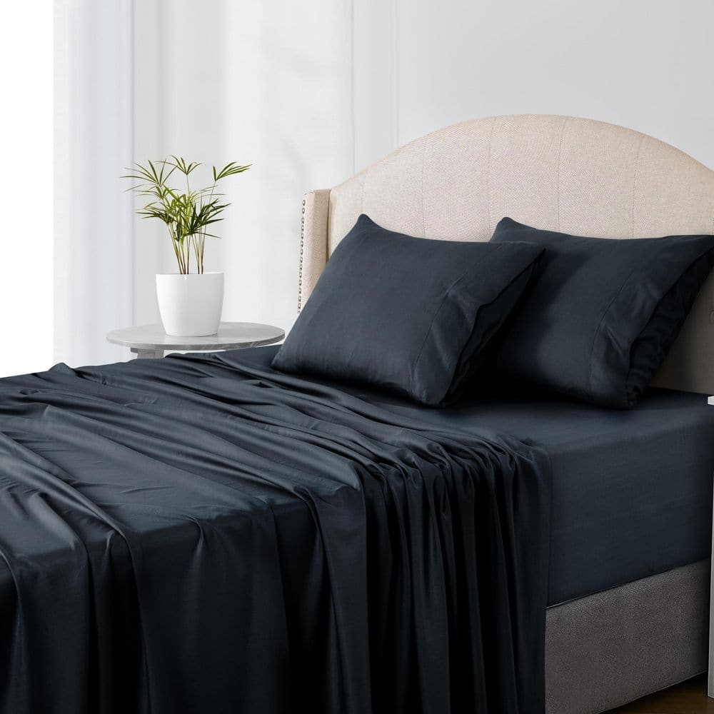4-Piece Black Solid Color Microfiber & Bamboo Blend King Sheet Set price history on PriceWatchPro