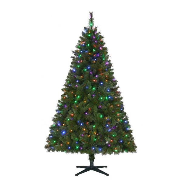 Home Accents Holiday 6.5 ft. Pre-Lit LED Wesley Artificial Christmas Tree with Color Changing Lights