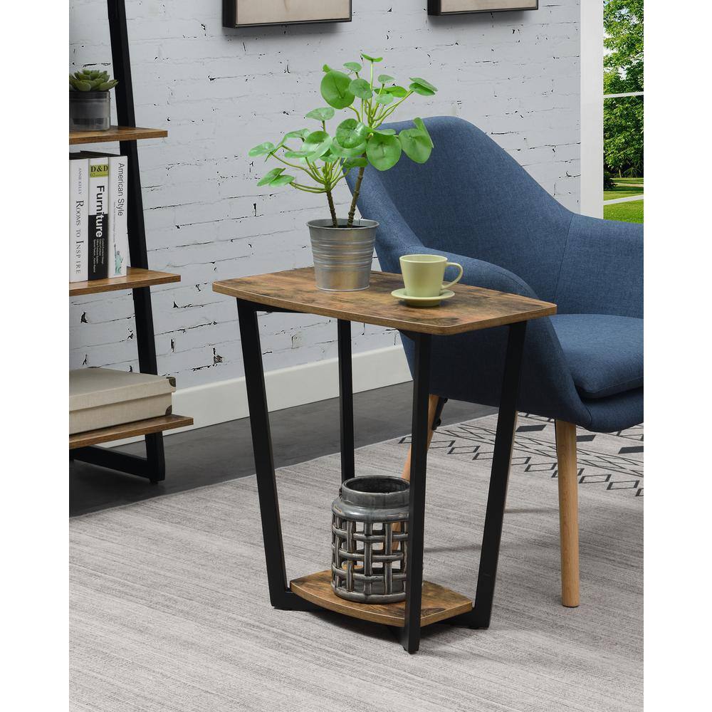 Urban Barnwood 24" Industrial End Table with Dual-Shelf, Black Metal Frame