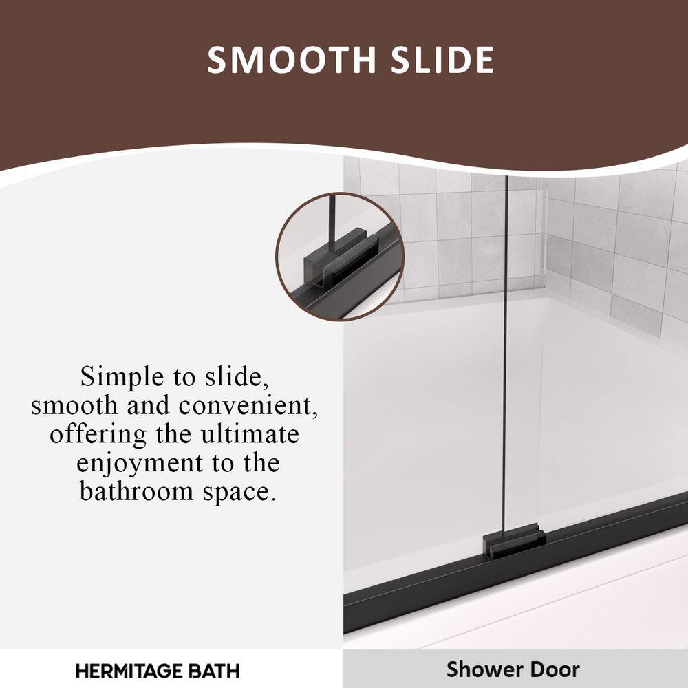 Nepti Matte Black Semi-Frameless Sliding Shower Door with Clear Glass