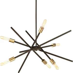Astra Collection 22-5/8 in. 6-Light Antique Bronze Mid-Century Modern Chandelier Dining Light