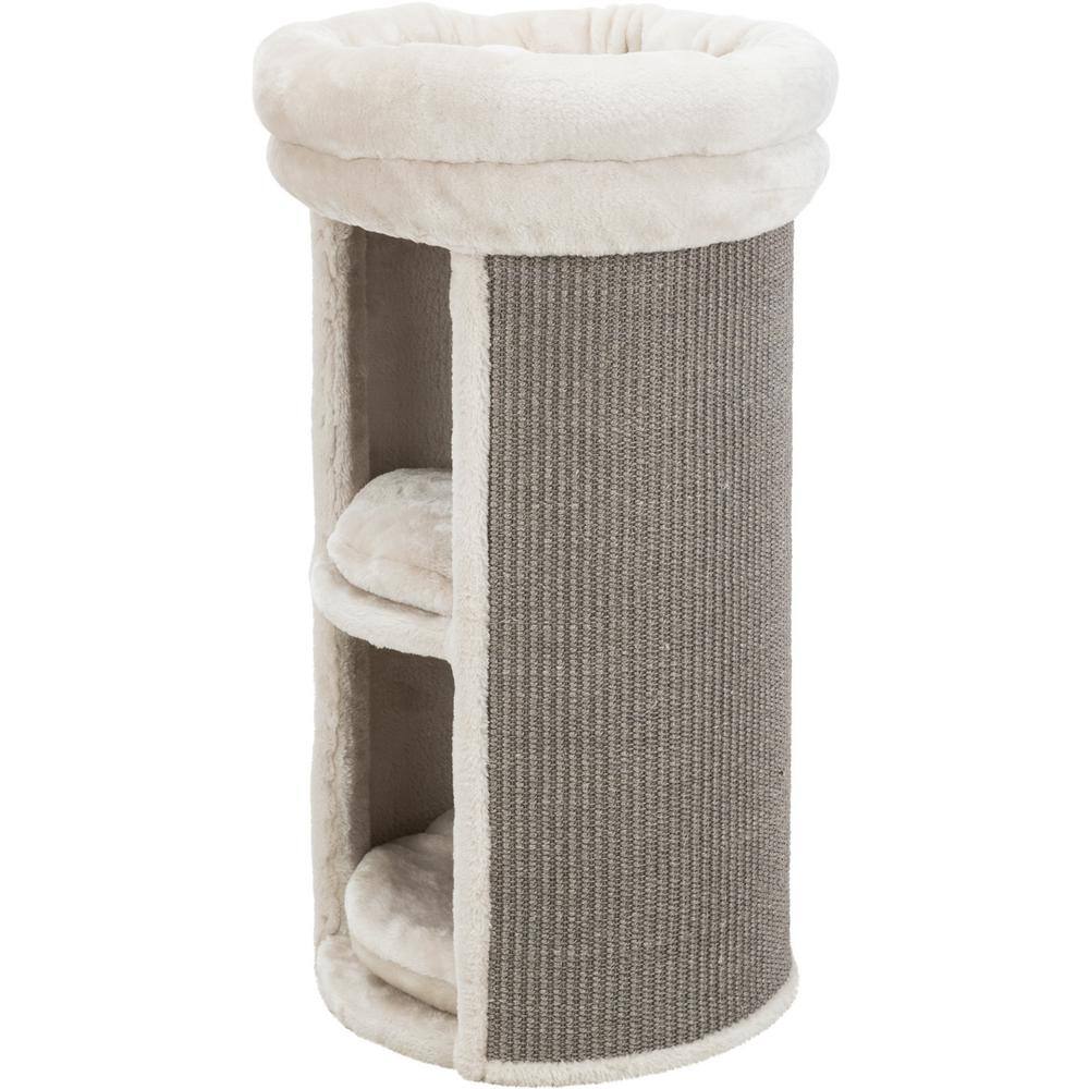 Gray and Taupe Sisal 2-Story Cat Tower with Removable Cushions
