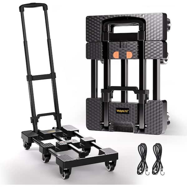 Heavy-Duty 6-Wheel Folding Hand Truck, 500 lbs. Capacity Dolly Cart with Elastic Ropes for Moving, Travel and Storage