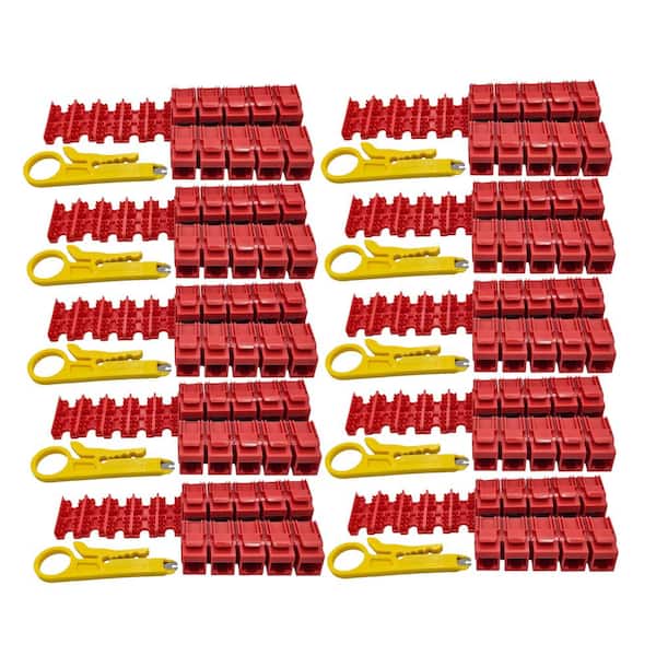 CAT6 Unshielded Punch Down Keystone Jack with Tool (Red, 100-Pack)