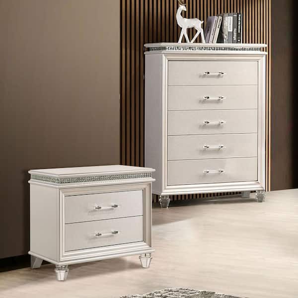 Litzler Pearl White 2-Drawer 29.5 in. W Nightstand and Chest