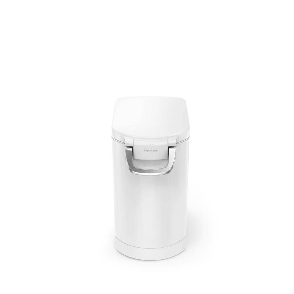 Medium White Steel Airtight Pet Food Storage Container with Scoop