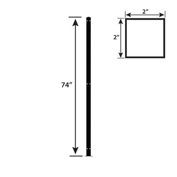 FORGERIGHT 74 in. H Deco Grid Black Steel Post with Flange, Cap, and Clips