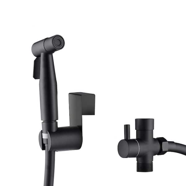 Bidet Sprayer Bidet Attachment with Sprayer Holder, T-valve and Flexible Hose Included in Matte Black