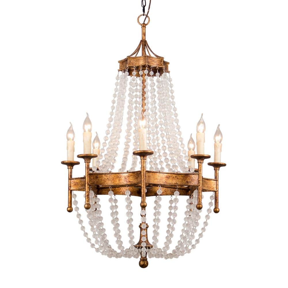 Golden 8-Light Crystal Candle Chandelier
