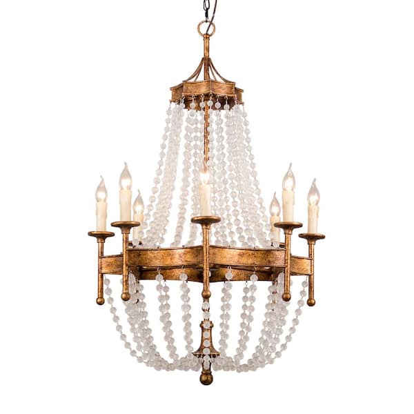 Parrot Uncle Chappell 8-Light Rustic Gold Candle Style Classic/Traditional Empire Chandelier