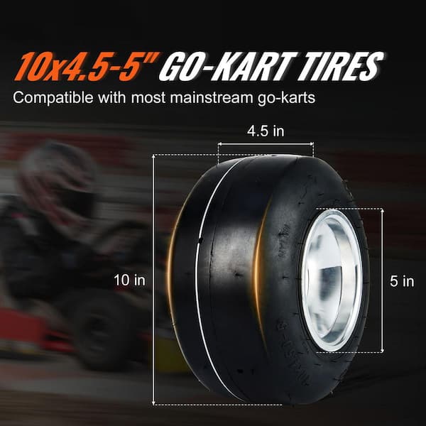 SKYSHALO Go Kart Tires and Rims, 10 in. x 4. 5-5in., 2-Pack