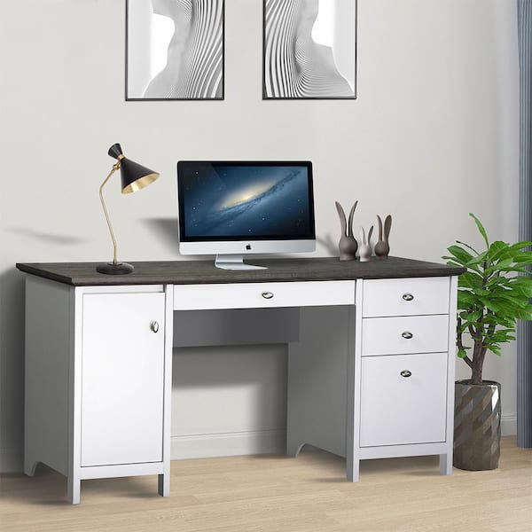 gray writing desk drawers