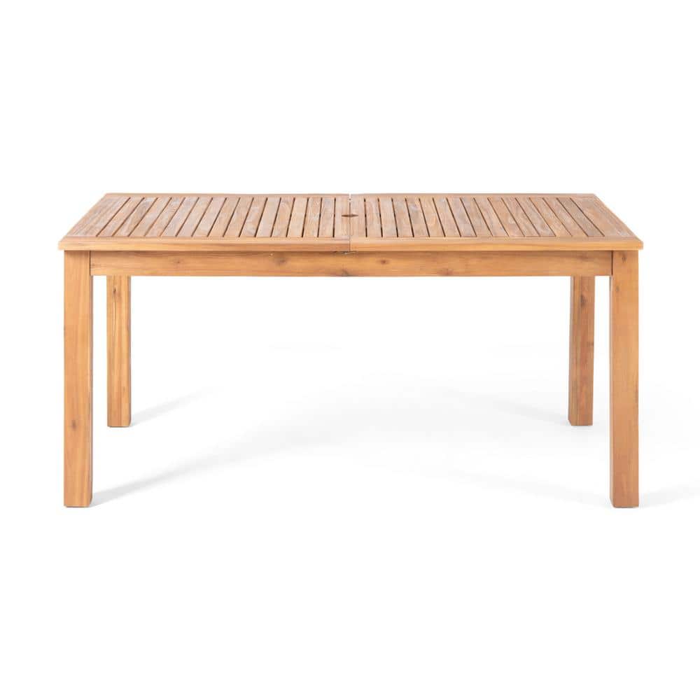 Outdoor Wooden Rectangular Dining Table, Extendable and Retractable for Gar