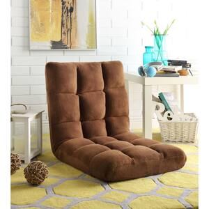 Microplush Brown Quilted Folding Gaming Chair Floor Recliner
