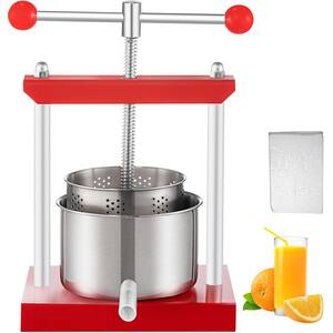 Red Fruit Wine Press 0.53 Gal. Stainless Steel Detachable Tincture Press Machine with 2-Barrels and A Filter Bag
