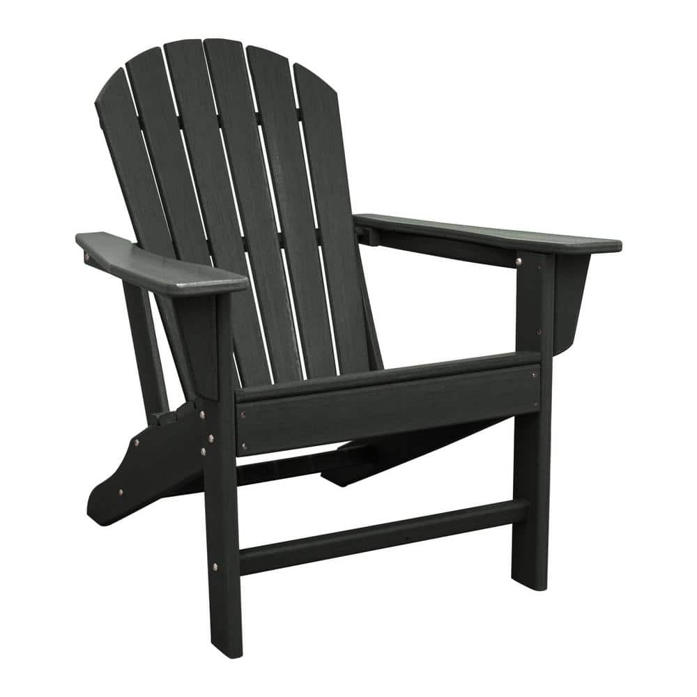 UPLAND Black HDPE Composite Adirondack Chair UM HKD21A BK The Home Depot   Composite Adirondack Chairs Um Hkd21a Bk 64 1000 