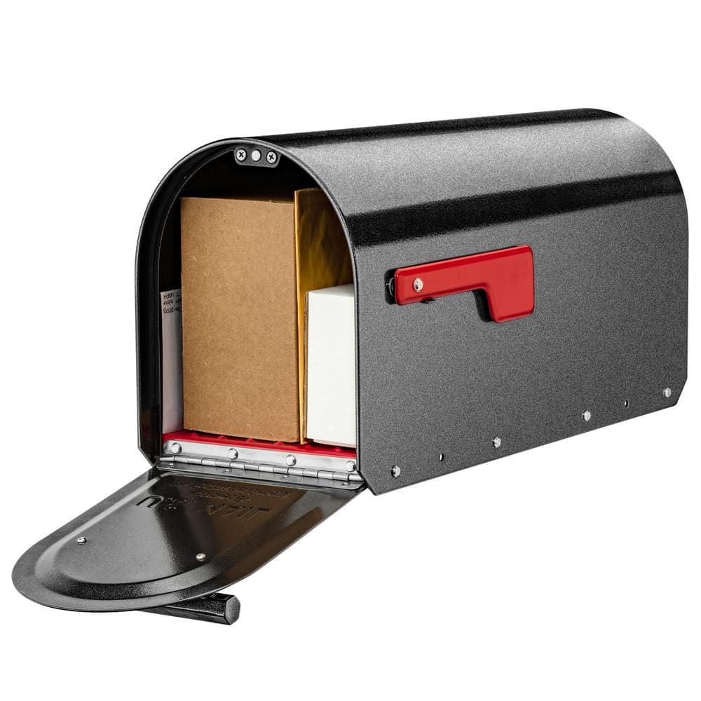 Sequoia Large Pewter Steel Post Mount Mailbox