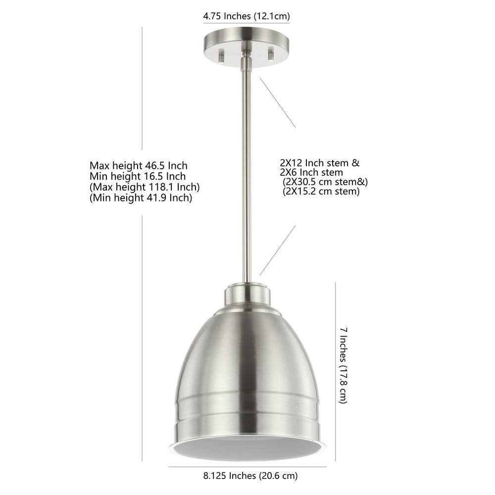 Adjustable Nickel Pendant Light with Metal Shade